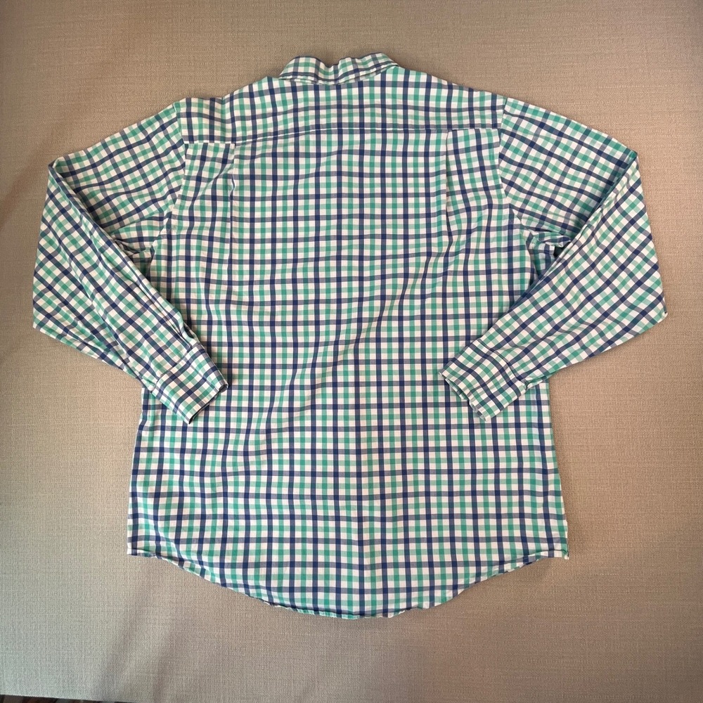 Southern Tide Button Down Shirt Men Large Blue Teal Gingham Long Sleeve Stretch - Picture 3 of 8